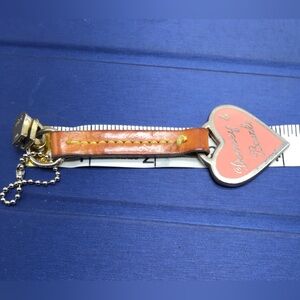 DOONEY & BOURKE Pink Heart Leather Key Fob Bag Charm KEYCHAIN